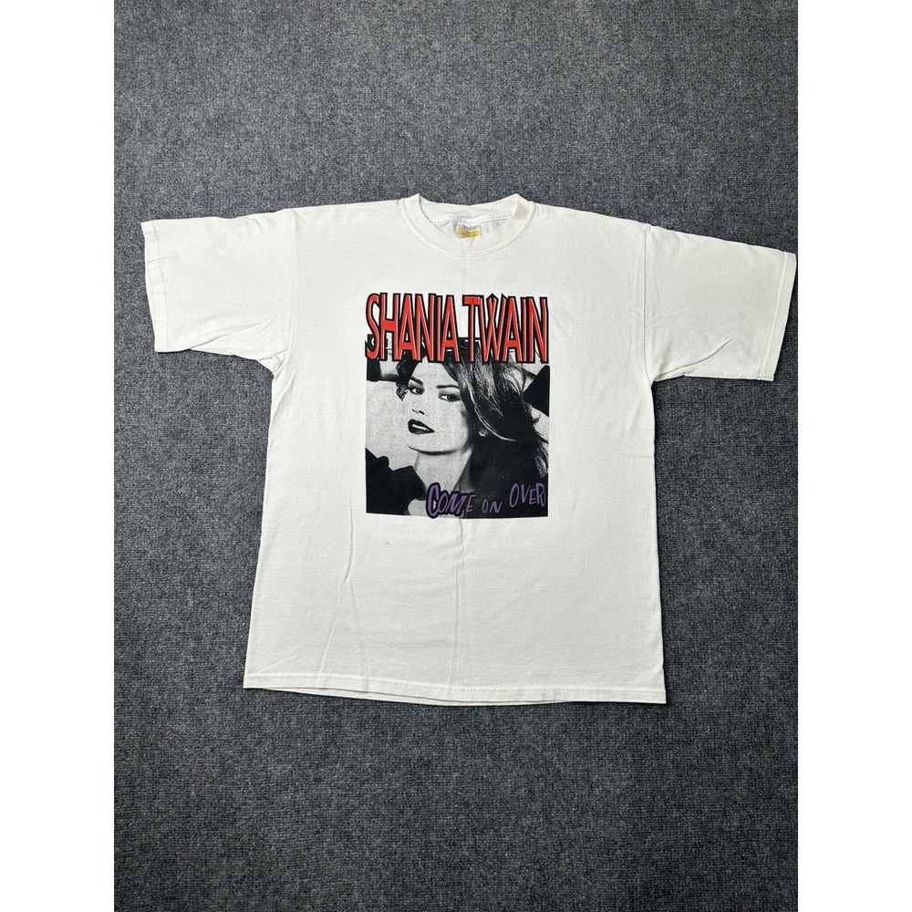 Mens T Shirt Shania Twain Come On Over Tour 1999 White Graphic, Size XL